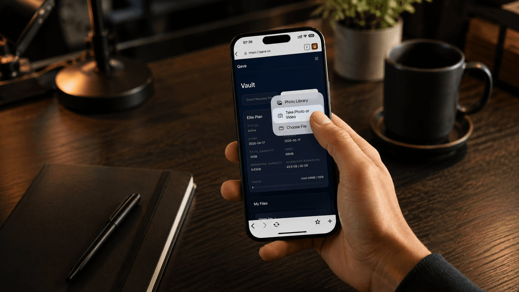 Qave mobile capture for file upload